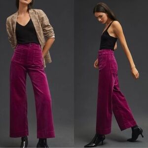 Women's Purple Corduroy Wide-Leg Pants